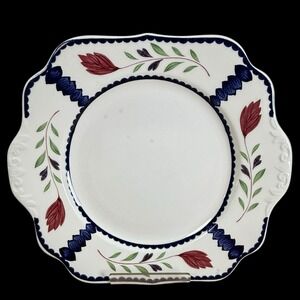 Adams Lancaster Ironstone Serving Cake Plate‎ Handled Square 10"
